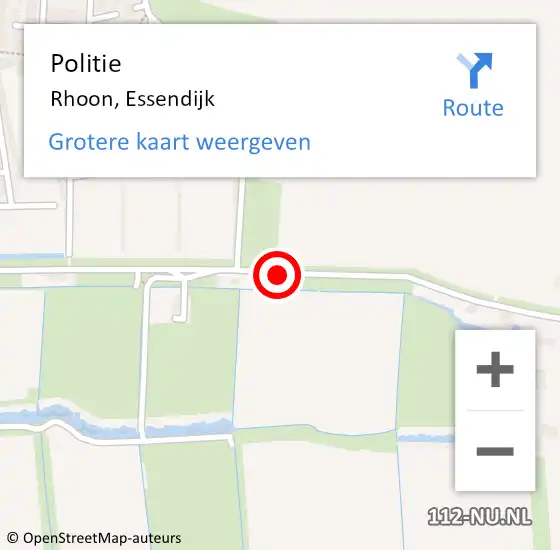 Locatie op kaart van de 112 melding: Politie Rhoon, Essendijk op 3 oktober 2023 12:11