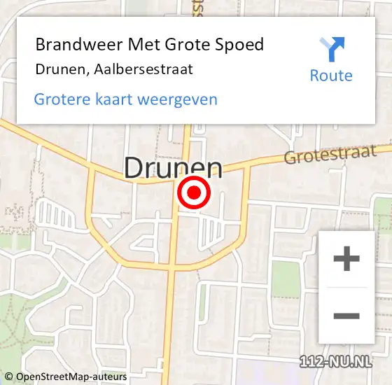 Locatie op kaart van de 112 melding: Brandweer Met Grote Spoed Naar Drunen, Aalbersestraat op 3 oktober 2023 12:24