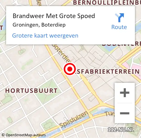 Locatie op kaart van de 112 melding: Brandweer Met Grote Spoed Naar Groningen, Boterdiep op 3 oktober 2023 12:42