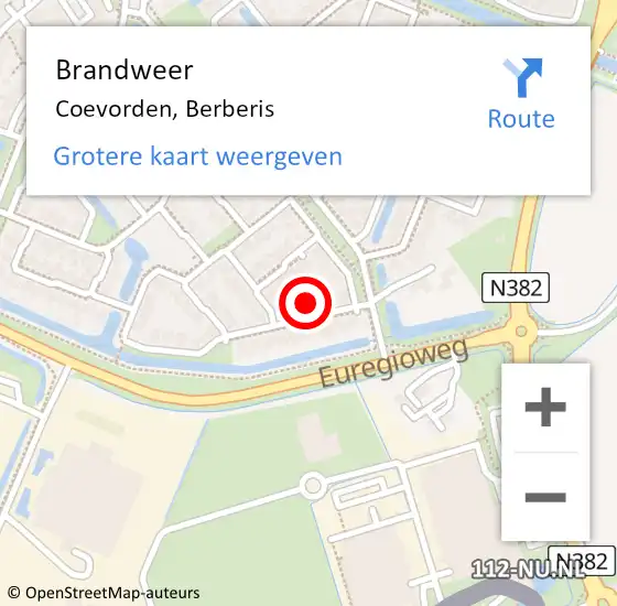 Locatie op kaart van de 112 melding: Brandweer Coevorden, Berberis op 3 oktober 2023 12:51