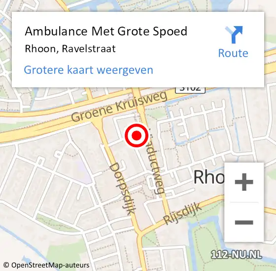 Locatie op kaart van de 112 melding: Ambulance Met Grote Spoed Naar Rhoon, Ravelstraat op 3 oktober 2023 13:14