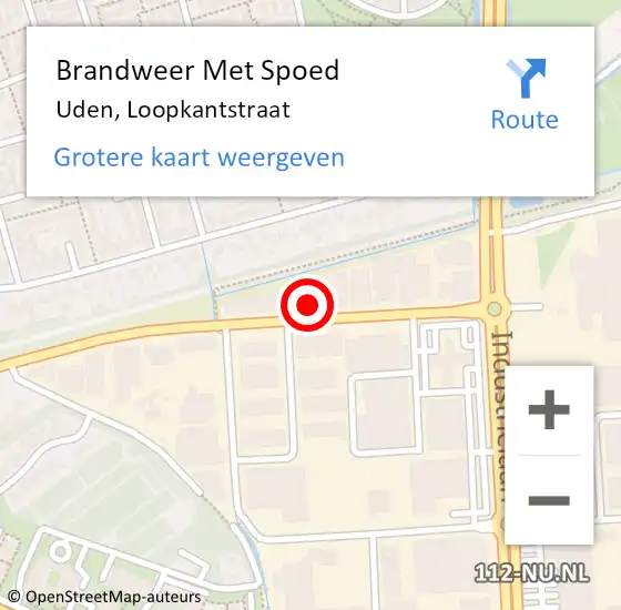 Locatie op kaart van de 112 melding: Brandweer Met Spoed Naar Uden, Loopkantstraat op 3 oktober 2023 13:15