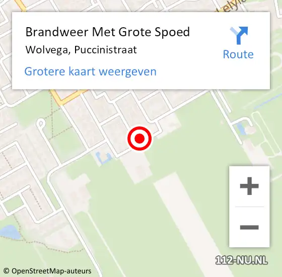 Locatie op kaart van de 112 melding: Brandweer Met Grote Spoed Naar Wolvega, Puccinistraat op 3 oktober 2023 13:18