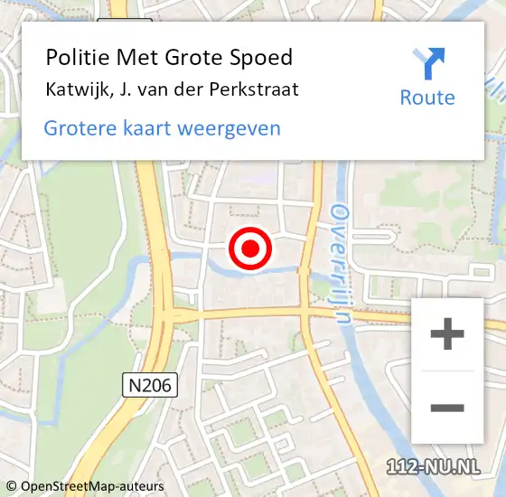 Locatie op kaart van de 112 melding: Politie Met Grote Spoed Naar Katwijk, J. van der Perkstraat op 3 oktober 2023 13:23