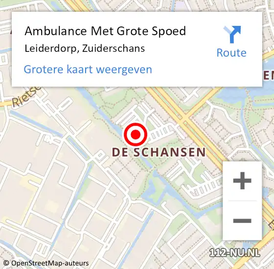 Locatie op kaart van de 112 melding: Ambulance Met Grote Spoed Naar Leiderdorp, Zuiderschans op 3 oktober 2023 13:25