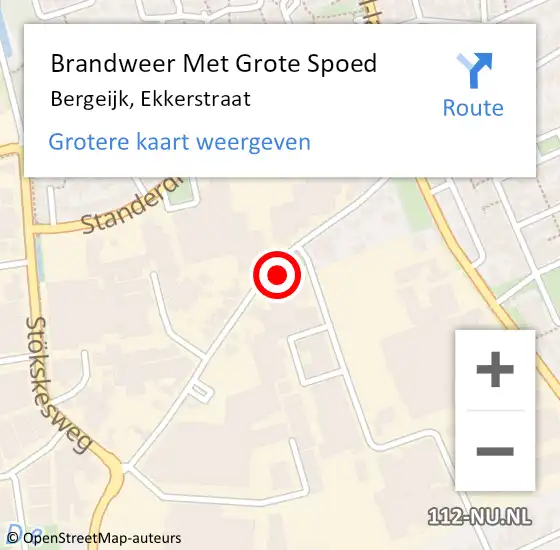 Locatie op kaart van de 112 melding: Brandweer Met Grote Spoed Naar Bergeijk, Ekkerstraat op 3 oktober 2023 13:44