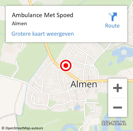 Locatie op kaart van de 112 melding: Ambulance Met Spoed Naar Almen op 3 oktober 2023 14:03