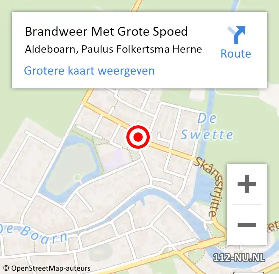 Locatie op kaart van de 112 melding: Brandweer Met Grote Spoed Naar Aldeboarn, Paulus Folkertsma Herne op 10 september 2014 11:50