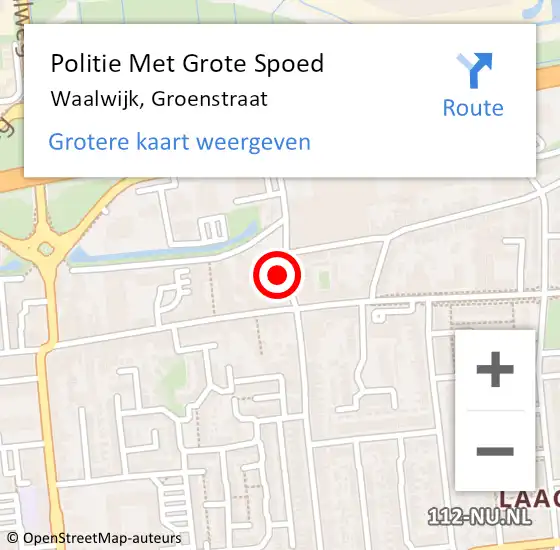 Locatie op kaart van de 112 melding: Politie Met Grote Spoed Naar Waalwijk, Groenstraat op 3 oktober 2023 15:00