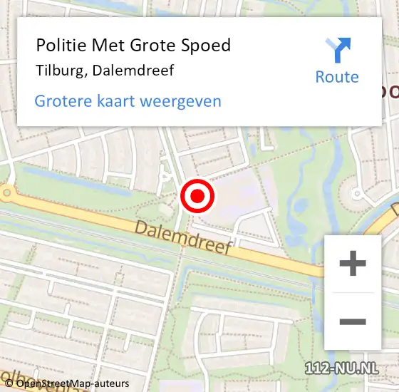 Locatie op kaart van de 112 melding: Politie Met Grote Spoed Naar Tilburg, Dalemdreef op 3 oktober 2023 15:22