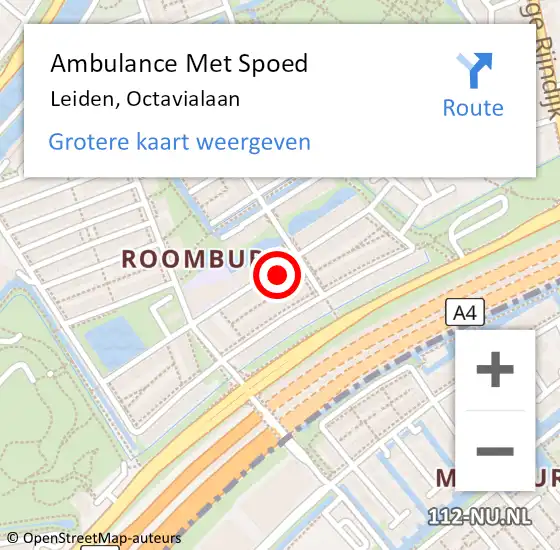 Locatie op kaart van de 112 melding: Ambulance Met Spoed Naar Leiden, Octavialaan op 3 oktober 2023 15:34