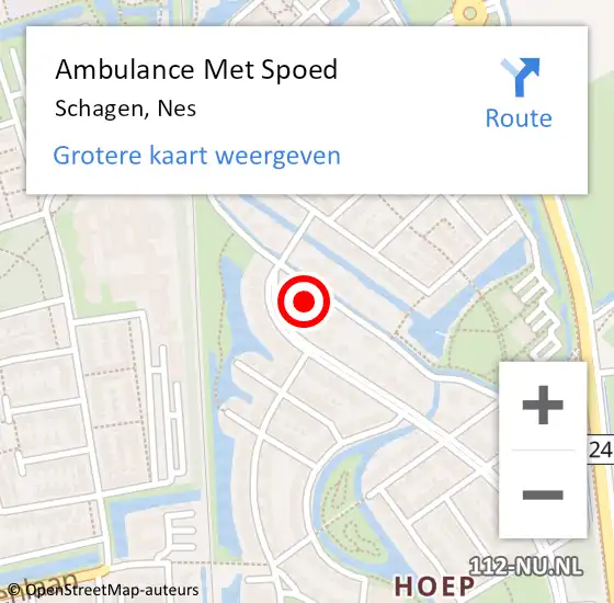 Locatie op kaart van de 112 melding: Ambulance Met Spoed Naar Schagen, Nes op 3 oktober 2023 15:36