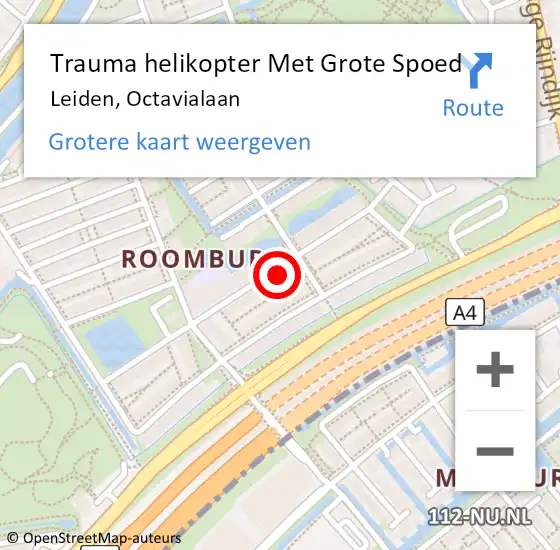 Locatie op kaart van de 112 melding: Trauma helikopter Met Grote Spoed Naar Leiden, Octavialaan op 3 oktober 2023 15:37