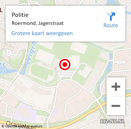 Locatie op kaart van de 112 melding: Politie Roermond, Jagerstraat op 3 oktober 2023 15:44