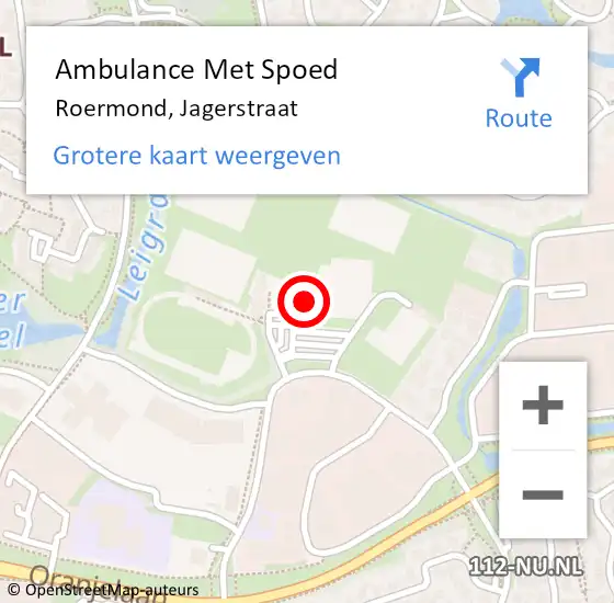 Locatie op kaart van de 112 melding: Ambulance Met Spoed Naar Roermond, Jagerstraat op 3 oktober 2023 15:44