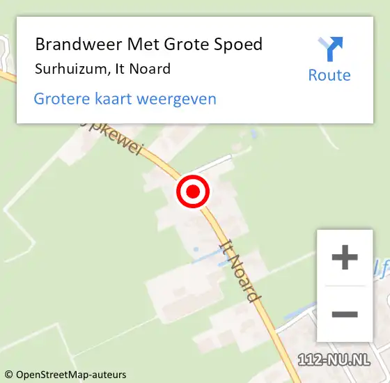 Locatie op kaart van de 112 melding: Brandweer Met Grote Spoed Naar Surhuizum, It Noard op 3 oktober 2023 16:08