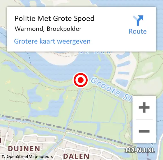 Locatie op kaart van de 112 melding: Politie Met Grote Spoed Naar Warmond, Broekpolder op 3 oktober 2023 16:10
