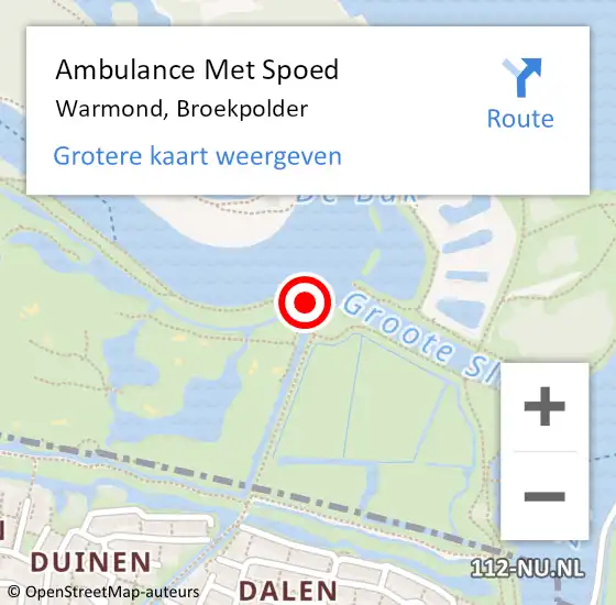 Locatie op kaart van de 112 melding: Ambulance Met Spoed Naar Warmond, Broekpolder op 3 oktober 2023 16:13