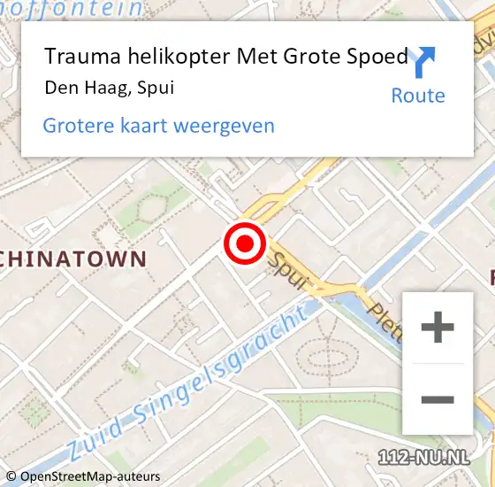 Locatie op kaart van de 112 melding: Trauma helikopter Met Grote Spoed Naar Den Haag, Spui op 3 oktober 2023 16:14