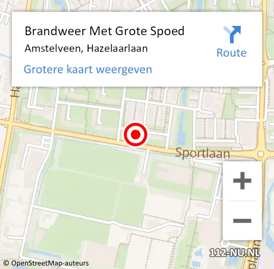 Locatie op kaart van de 112 melding: Brandweer Met Grote Spoed Naar Amstelveen, Hazelaarlaan op 3 oktober 2023 16:32