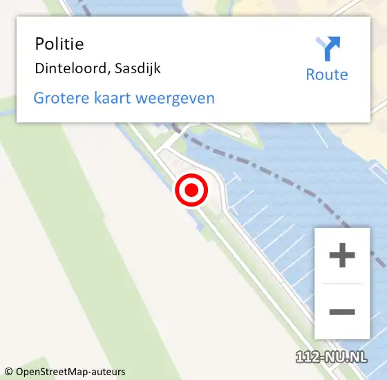Locatie op kaart van de 112 melding: Politie Dinteloord, Sasdijk op 3 oktober 2023 16:33