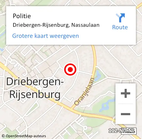 Locatie op kaart van de 112 melding: Politie Driebergen-Rijsenburg, Nassaulaan op 3 oktober 2023 16:49