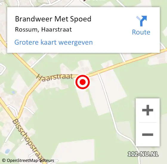 Locatie op kaart van de 112 melding: Brandweer Met Spoed Naar Rossum, Haarstraat op 3 oktober 2023 17:24