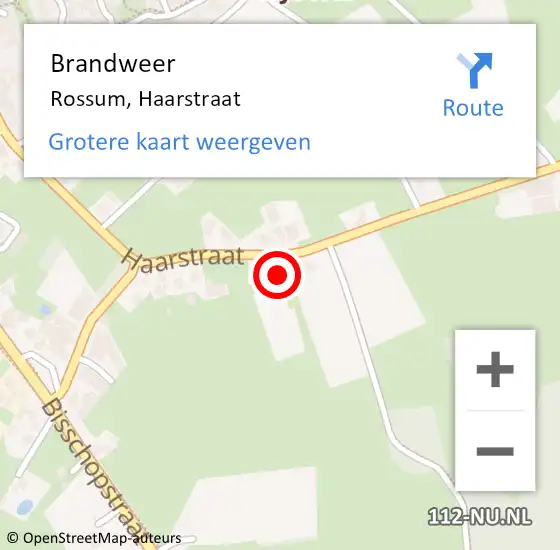 Locatie op kaart van de 112 melding: Brandweer Rossum, Haarstraat op 3 oktober 2023 17:24