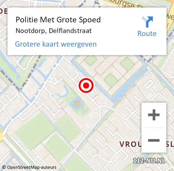 Locatie op kaart van de 112 melding: Politie Met Grote Spoed Naar Nootdorp, Delflandstraat op 3 oktober 2023 17:40