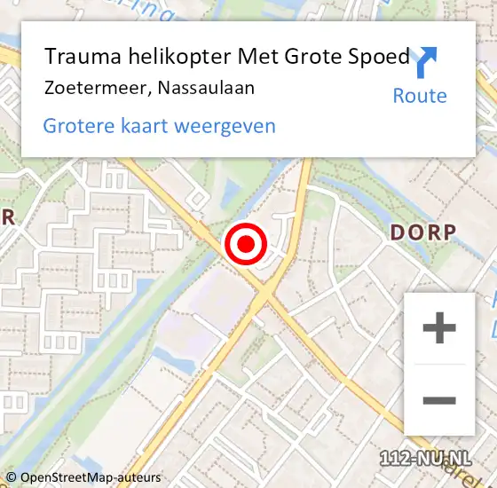 Locatie op kaart van de 112 melding: Trauma helikopter Met Grote Spoed Naar Zoetermeer, Nassaulaan op 3 oktober 2023 17:47