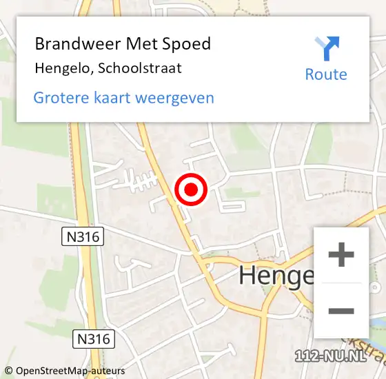 Locatie op kaart van de 112 melding: Brandweer Met Spoed Naar Hengelo, Schoolstraat op 3 oktober 2023 17:48