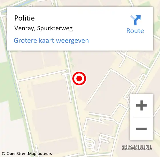 Locatie op kaart van de 112 melding: Politie Venray, Spurkterweg op 3 oktober 2023 17:58