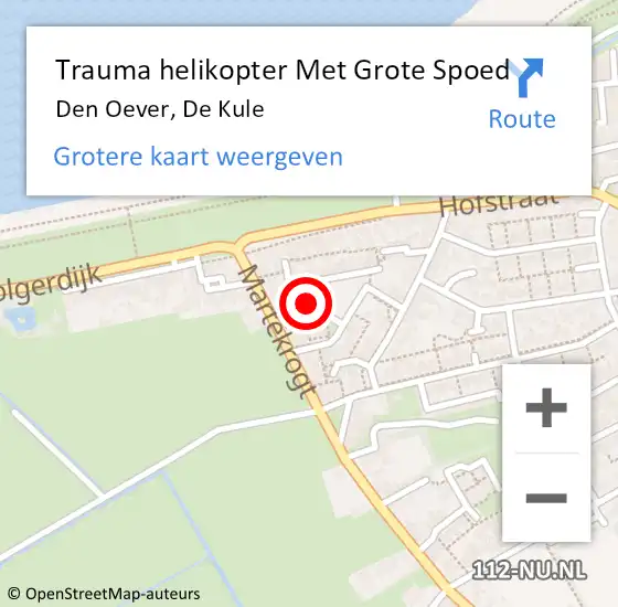 Locatie op kaart van de 112 melding: Trauma helikopter Met Grote Spoed Naar Den Oever, De Kule op 3 oktober 2023 18:46