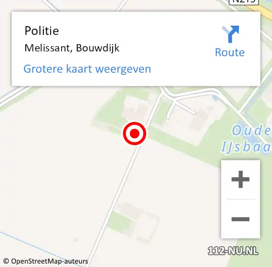 Locatie op kaart van de 112 melding: Politie Melissant, Bouwdijk op 3 oktober 2023 18:56
