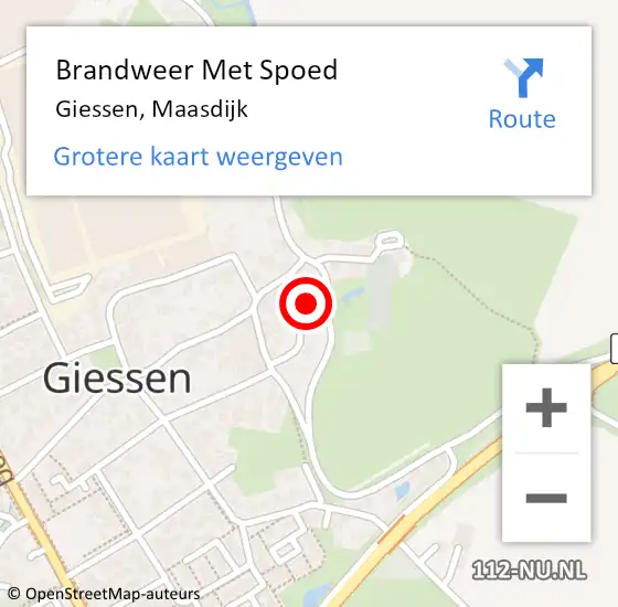 Locatie op kaart van de 112 melding: Brandweer Met Spoed Naar Giessen, Maasdijk op 3 oktober 2023 19:24