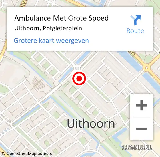 Locatie op kaart van de 112 melding: Ambulance Met Grote Spoed Naar Uithoorn, Potgieterplein op 10 september 2014 12:20