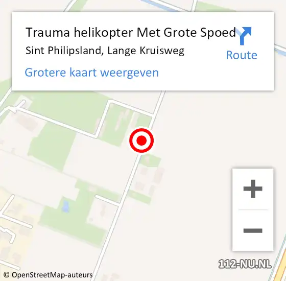 Locatie op kaart van de 112 melding: Trauma helikopter Met Grote Spoed Naar Sint Philipsland, Lange Kruisweg op 3 oktober 2023 19:46