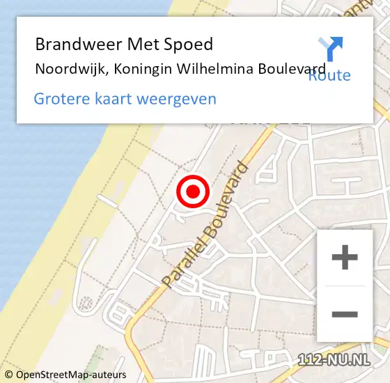 Locatie op kaart van de 112 melding: Brandweer Met Spoed Naar Noordwijk, Koningin Wilhelmina Boulevard op 3 oktober 2023 19:48