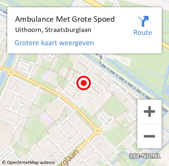 Locatie op kaart van de 112 melding: Ambulance Met Grote Spoed Naar Uithoorn, Straatsburglaan op 3 oktober 2023 20:09