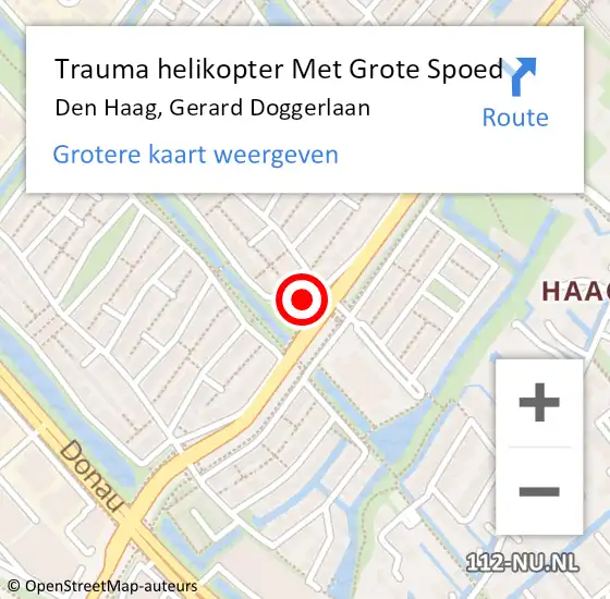 Locatie op kaart van de 112 melding: Trauma helikopter Met Grote Spoed Naar Den Haag, Gerard Doggerlaan op 3 oktober 2023 20:29