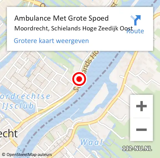 Locatie op kaart van de 112 melding: Ambulance Met Grote Spoed Naar Moordrecht, Schielands Hoge Zeedijk Oost op 3 oktober 2023 20:30