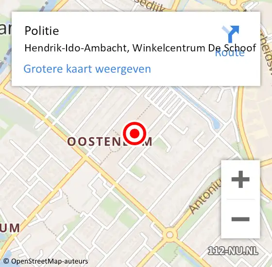 Locatie op kaart van de 112 melding: Politie Hendrik-Ido-Ambacht, Winkelcentrum De Schoof op 3 oktober 2023 20:41