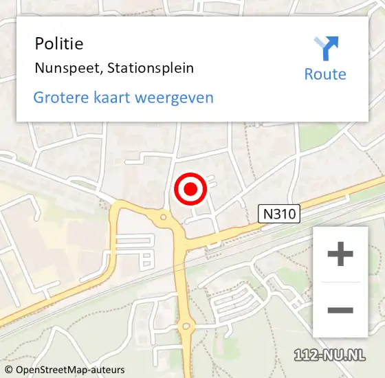 Locatie op kaart van de 112 melding: Politie Nunspeet, Stationsplein op 3 oktober 2023 21:12