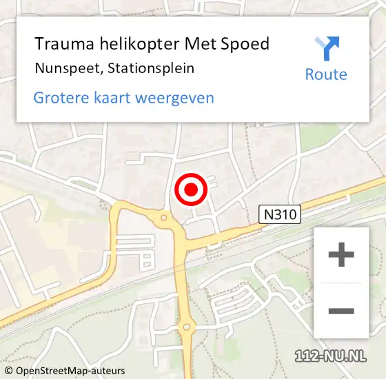 Locatie op kaart van de 112 melding: Trauma helikopter Met Spoed Naar Nunspeet, Stationsplein op 3 oktober 2023 21:13
