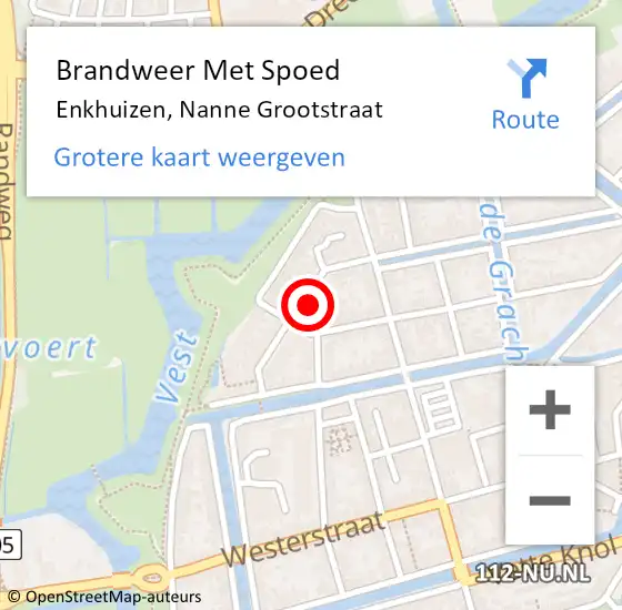 Locatie op kaart van de 112 melding: Brandweer Met Spoed Naar Enkhuizen, Nanne Grootstraat op 3 oktober 2023 21:16