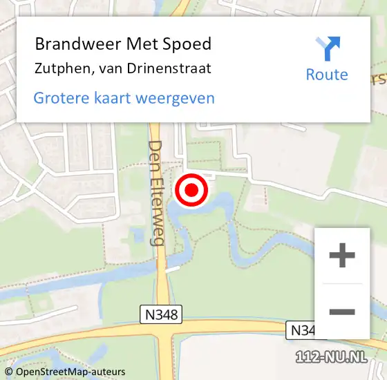 Locatie op kaart van de 112 melding: Brandweer Met Spoed Naar Zutphen, van Drinenstraat op 3 oktober 2023 21:42