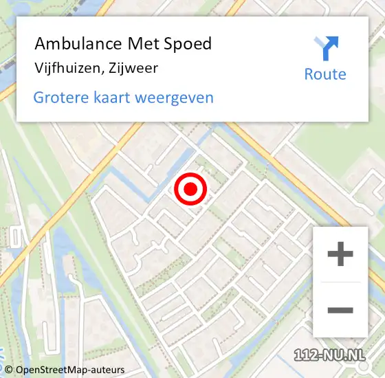 Locatie op kaart van de 112 melding: Ambulance Met Spoed Naar Vijfhuizen, Zijweer op 3 oktober 2023 21:44