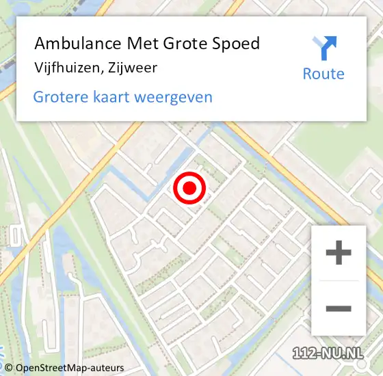 Locatie op kaart van de 112 melding: Ambulance Met Grote Spoed Naar Vijfhuizen, Zijweer op 3 oktober 2023 21:46