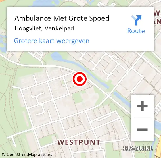 Locatie op kaart van de 112 melding: Ambulance Met Grote Spoed Naar Hoogvliet, Venkelpad op 3 oktober 2023 22:18