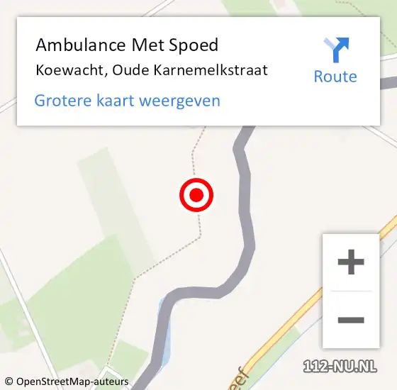 Locatie op kaart van de 112 melding: Ambulance Met Spoed Naar Koewacht, Oude Karnemelkstraat op 10 september 2014 12:29